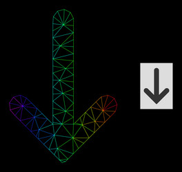 Spectrum gradient polygonal net down arrow icon vector