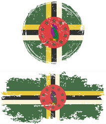 dominica round and square grunge flags vector