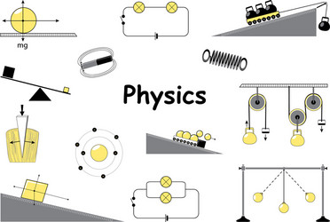 Physics and science icons set vector