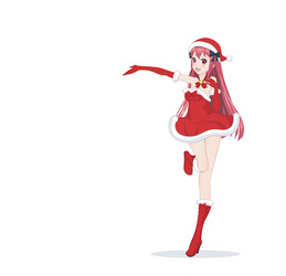 anime manga girl dressed in santa claus costume Vector Image