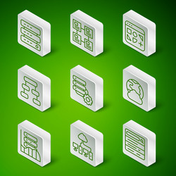 set line search engine computer network server vector image
