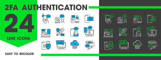2fa two factor verification authentication icons vector image