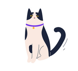 cute angry cat sitting with frowning face vector