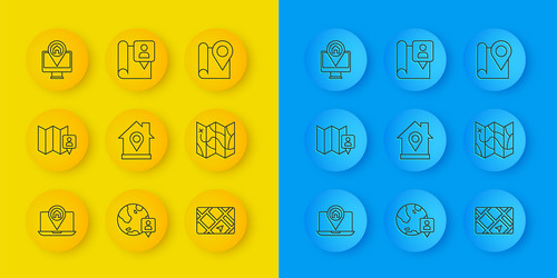 set line city map navigation folded with location vector image