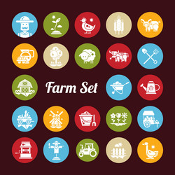 set of farm agriculture flat design icons vector