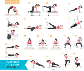Woman Performing Workout Exercises Vector Image