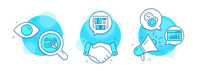 bitcoin atm web traffic and spanner icons set vector image