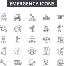 Emergency line icons signs set outline vector