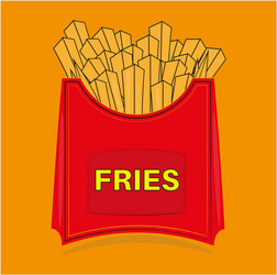 french fries potato chips in red carton package vector