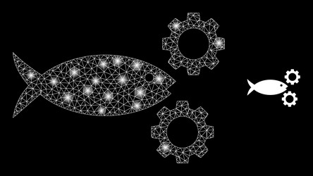 mesh net fish processing gears vector image