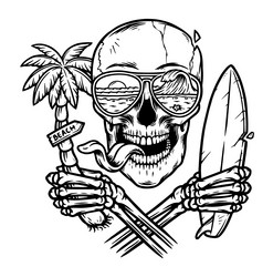 Skull Sunglasses Beach View Vector Image