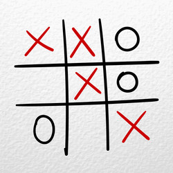 tic tac toe hand drawn game on a white vector