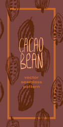 brown vertical banner with cocoa beans pattern vector image
