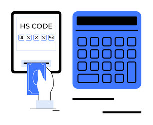 calculating tariffs with hs code and digital vector image