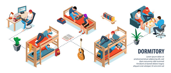 Student Dormitory Isometric vector image