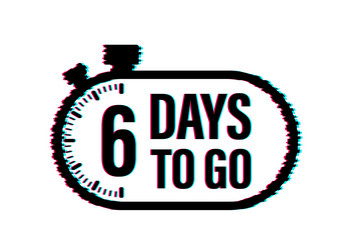 6 days to go countdown timer clock icon time vector image