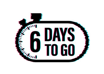 6 days to go countdown timer clock icon time vector