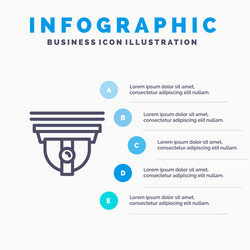 camera security secure cam line icon with 5 steps vector image