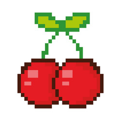 cherry fruit pixel vector