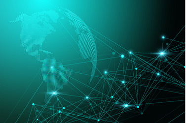 global network with world map abstract vector image