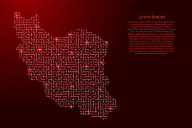 Iran map from red pattern maze grid vector