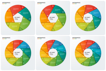 Set of circle chart infographic templates vector