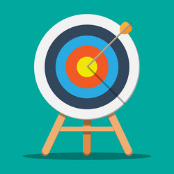 target on wooden tripod with arrow in cente vector