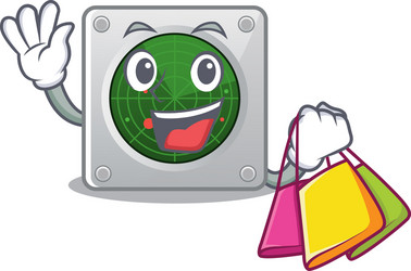 A happy rich radar waving and holding shopping bag vector