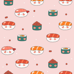 kawaii pattern with cute sushi traditional