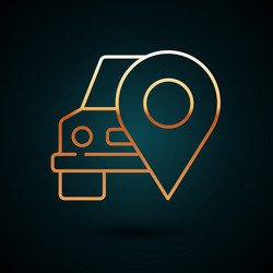 gold line map pointer with taxi icon isolated vector image
