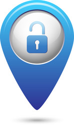Lock Pointer Map Icon vector image