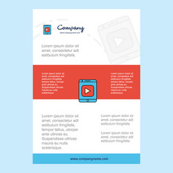 Template layout for video company profile annual vector