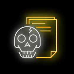 neon icon of skull with cracked bone and paper vector image