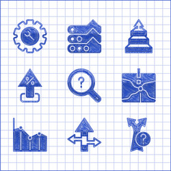 set unknown search arrow intersection point pie vector image
