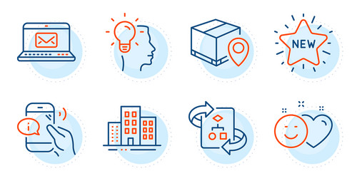 buildings technical algorithm and smile icons set vector image