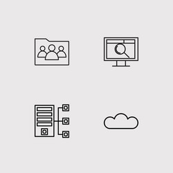 Data analytics simple linear icons set outlined vector