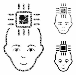 neural computer interface composition icon vector image