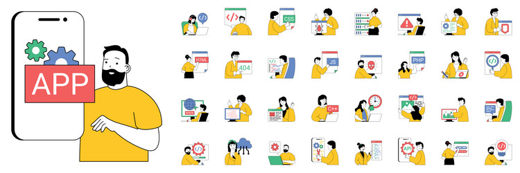 Programming Characters & Code vector image