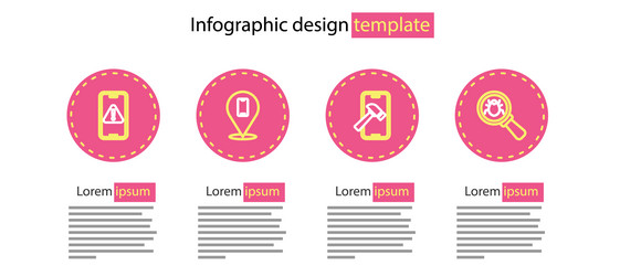 set line mobile with broken screen system bug vector image