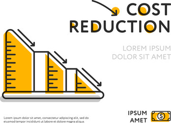simple graph with cost reduction chart vector image