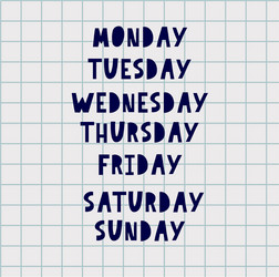 handwritten days week sunday monday tuesday vector