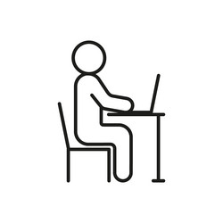 man work at computer in right posture ergonomic vector image