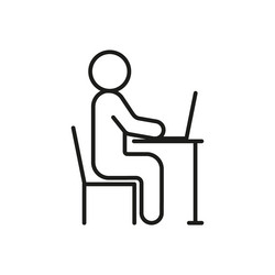 Man work at computer in right posture ergonomic vector