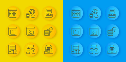 set line server data web hosting browser files vector image