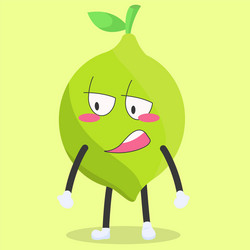 Cute lemon character with an annoyed expression vector