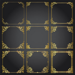 Decorative rectangle frames and borders set gold Vector Image