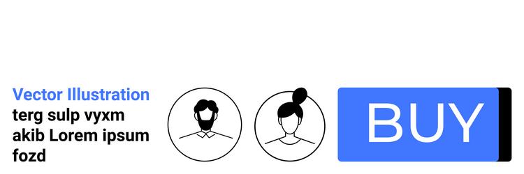 simple user faces and blue buy button with text vector image