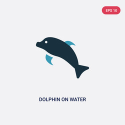 Two color dolphin on water waves icon from summer vector