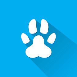 flat dog paw silhouette with shadow Vector Image