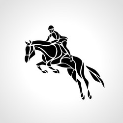 Racing Horse Silhouette with Jockey Vector Image